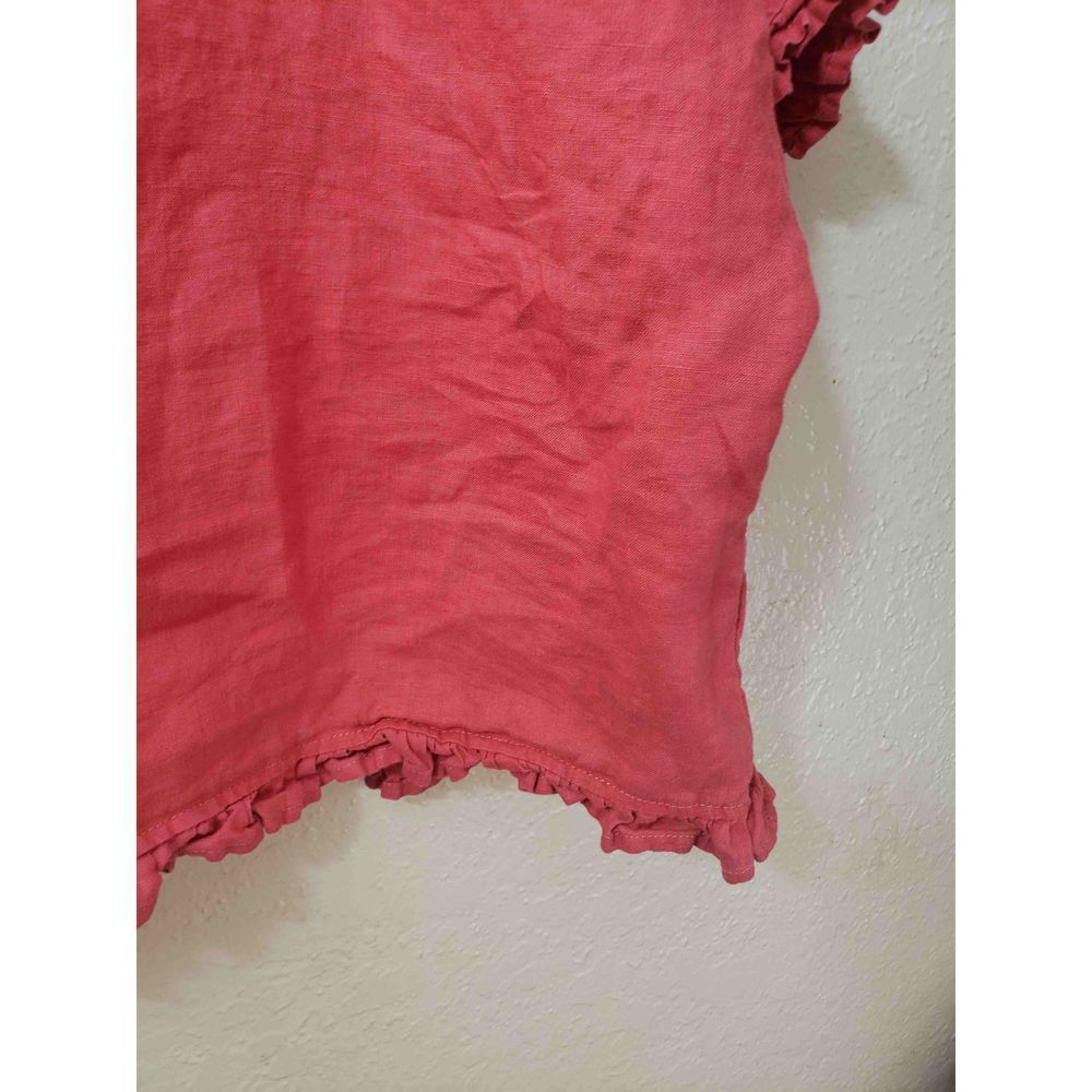 Cynthia Rowley 100% Linen Ruffle Top size L - Picture 6 of 12